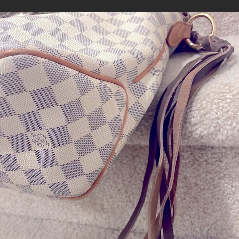 Louis Vuitton Damier Azure Delightful Hobo with Brown Tassles Turquoise - Picture 4 of 8